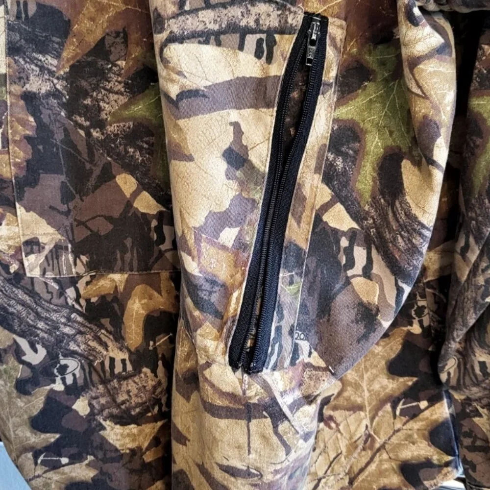 Mossy Oaks Forest Floor Shirt Camo XL Zip Off Sleeves Zipper Back Pocket